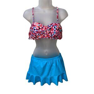 Bahia Ladies 2 Piece Swim Skirt Bikini Set Size Large